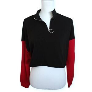SHEIN BLACK & RED CROPPED TOP SZ.L EUC